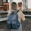 OiOi Faux Leather Nappy Backpack - Stone Blue