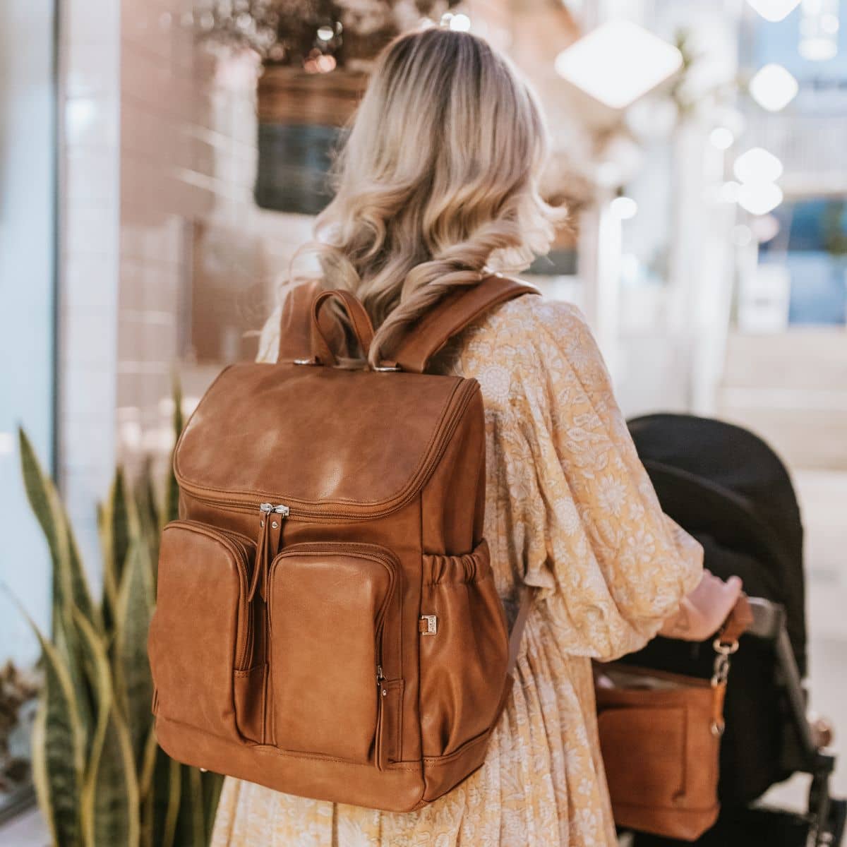 OiOi Faux Leather Nappy Backpack - Tan