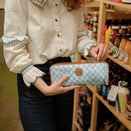 OiOi Fold Up Tote - Blue Check