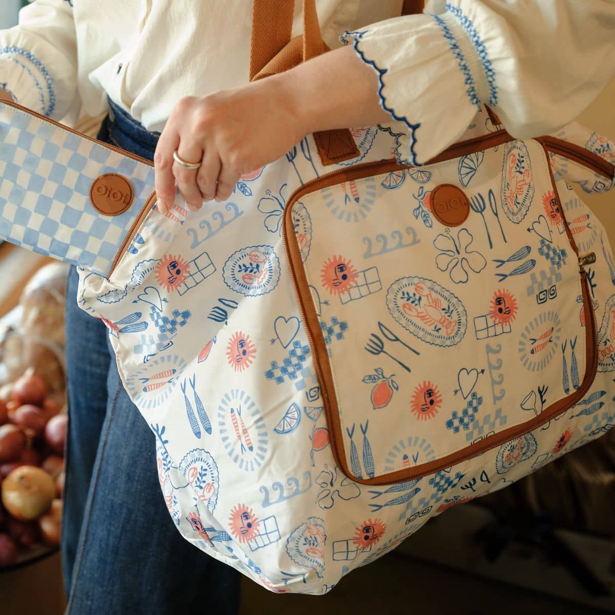 OiOi Fold Up Tote - Mediterranean