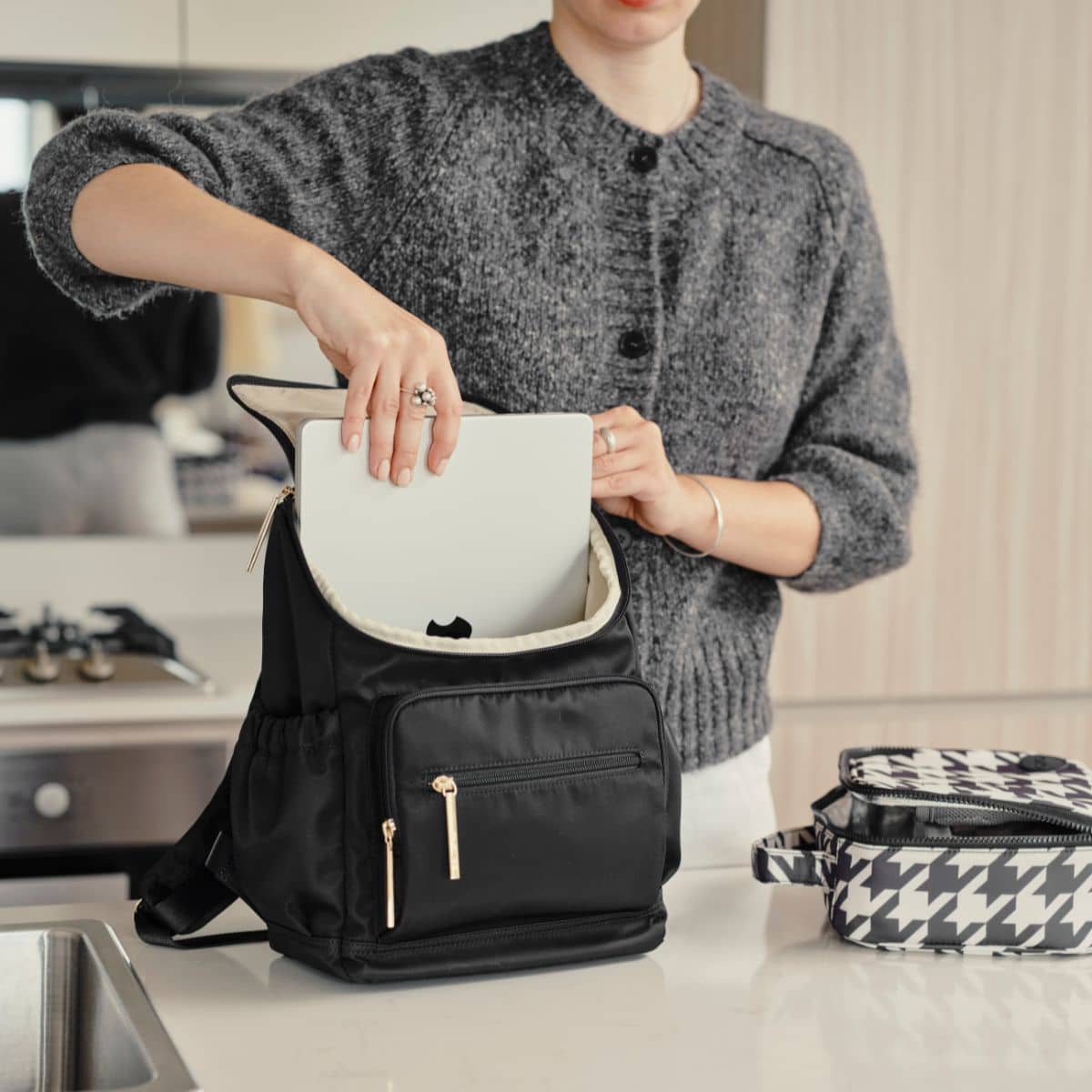 OiOi Nylon Mini Signature Backpack - Black