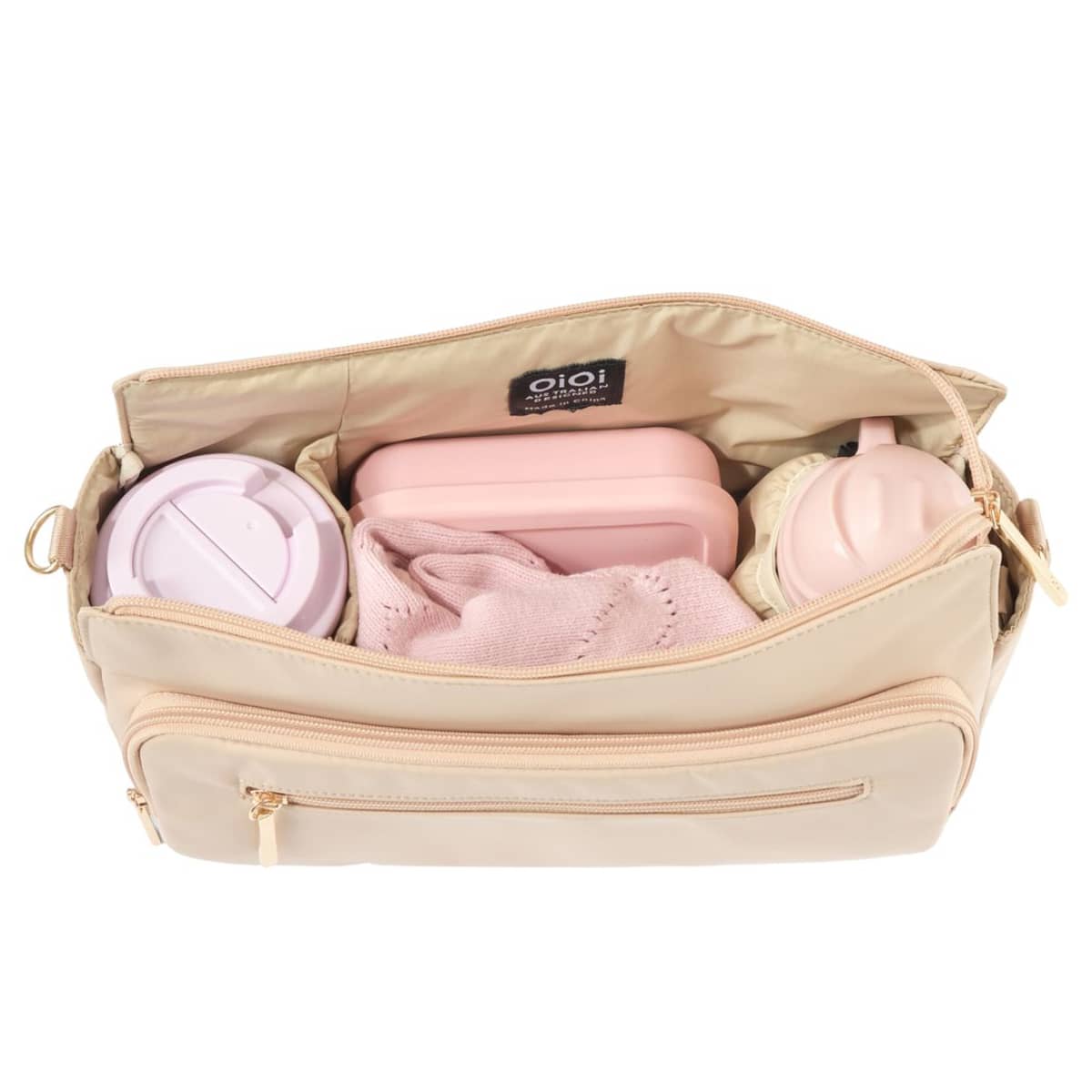 OiOi Multitasker Pram Caddy - Beige Nylon