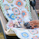 OiOi Reversible Pram Harness Cover Set - Green Check and Sunburst