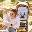 OiOi Reversible Pram Liner - Blue Check / Mediterranean