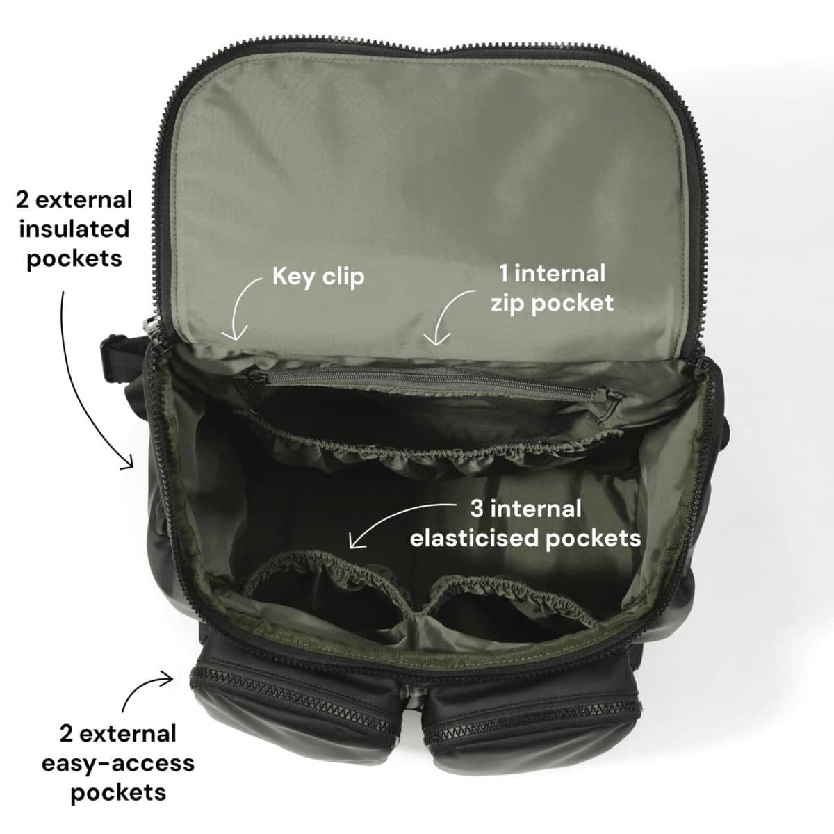 OiOi Signature Nappy Backpack - Black Weatherproof