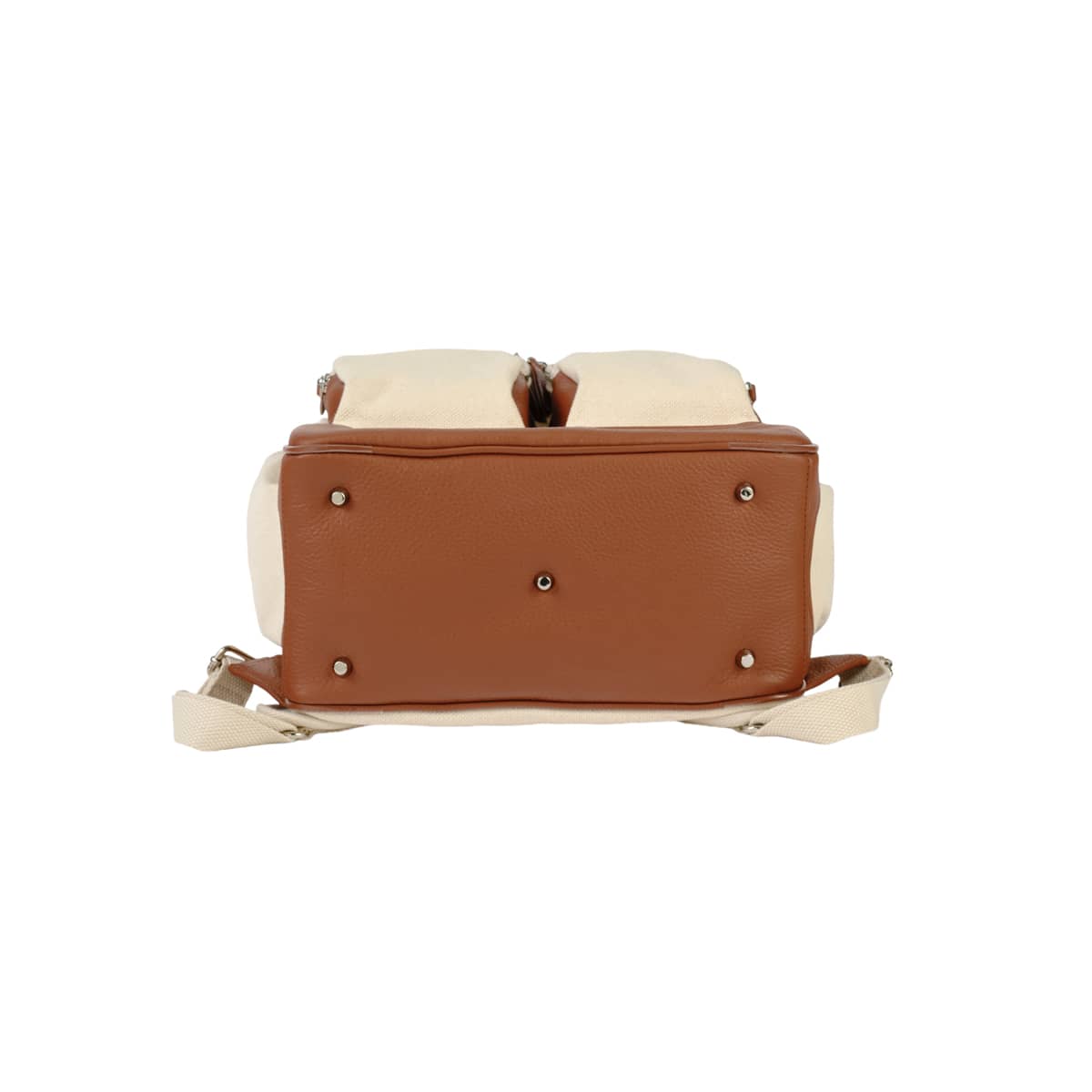 OiOi Canvas/Leather Nappy Backpack - Natural/Terracotta