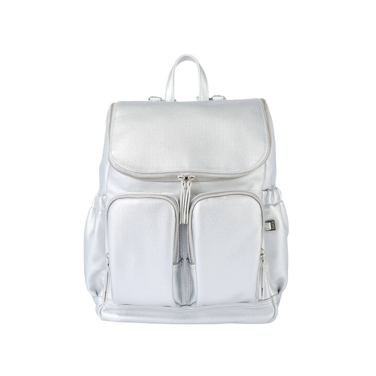 OiOi Dimple Faux Leather Nappy Backpack - Metallic Silver