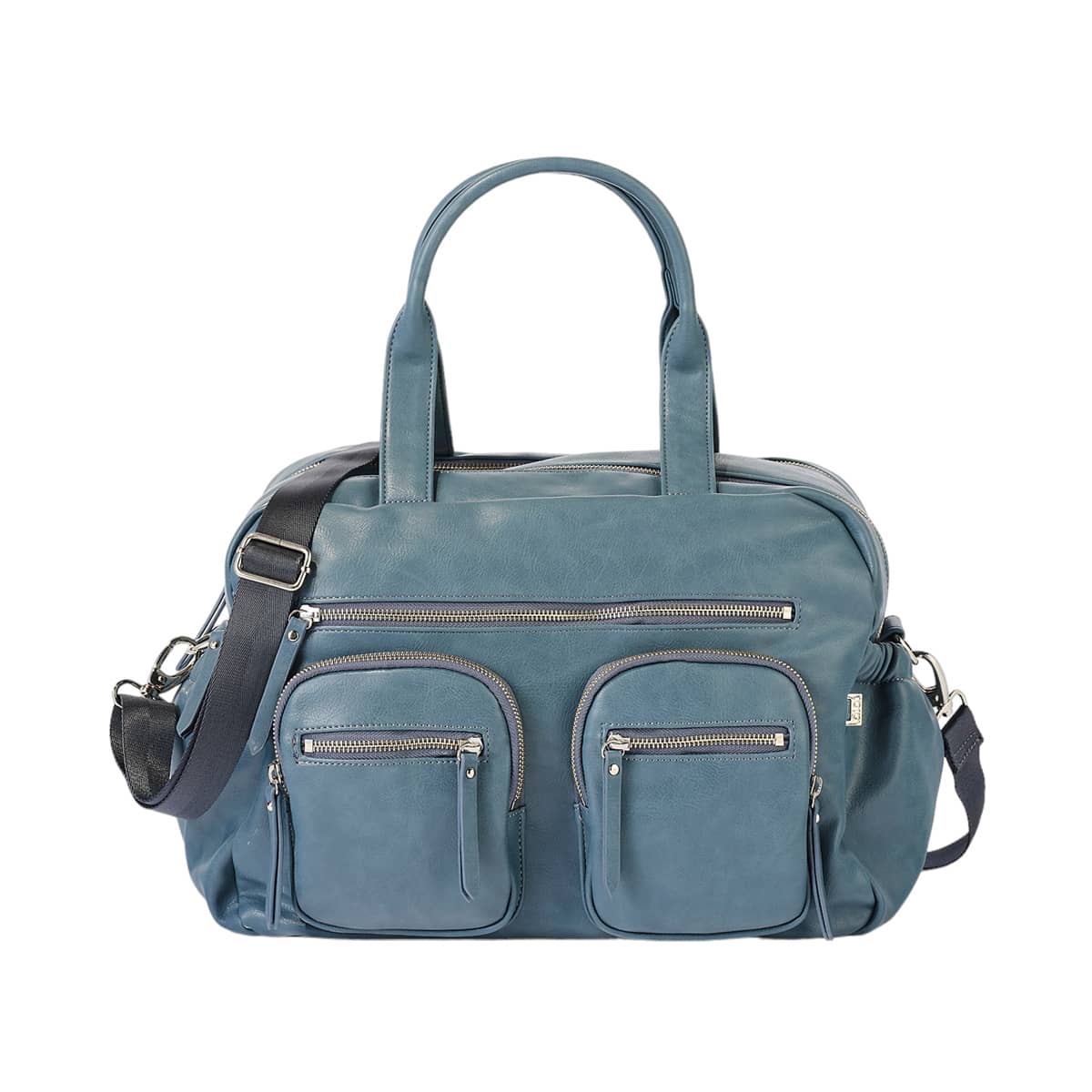 OiOi Faux Leather Carry All Nappy Bag - Stone Blue