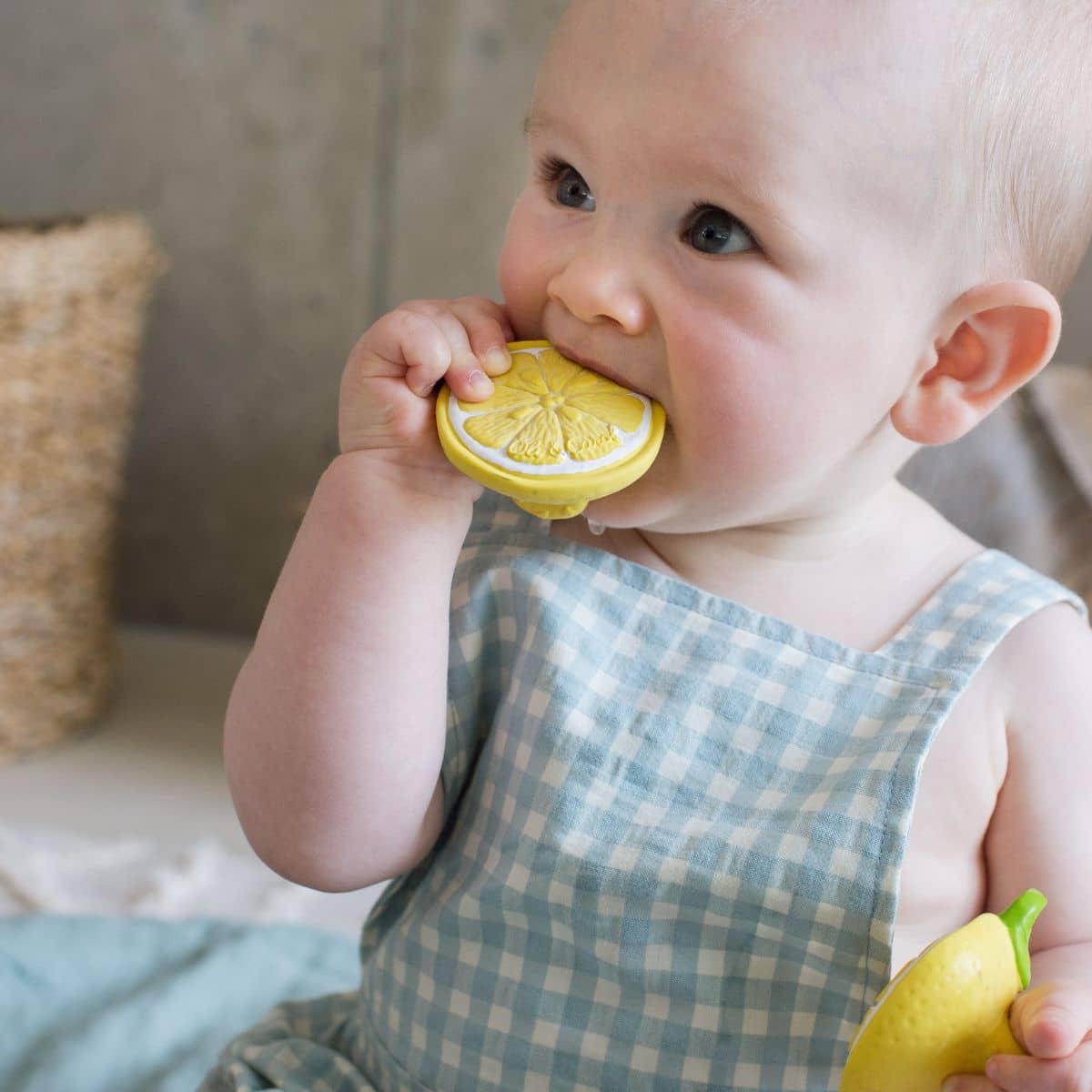 Oli & Carol Natural Rubber Chewy-to-Go Mini Teether - John Lemon