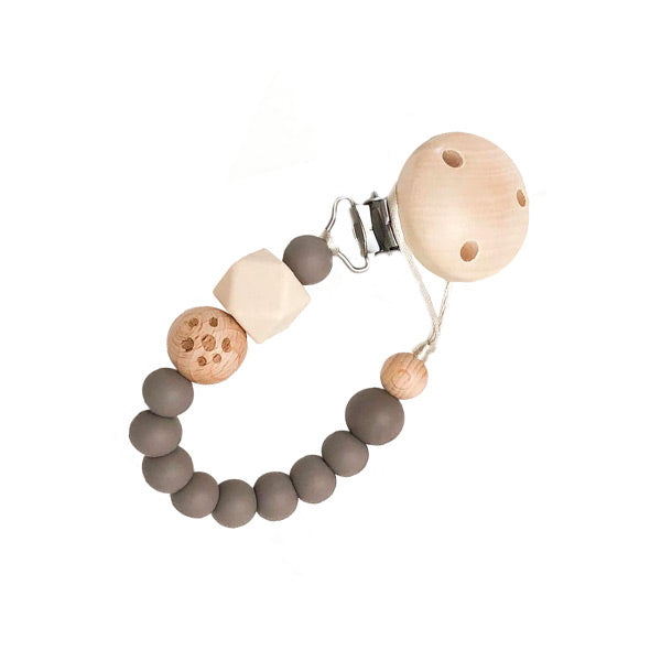 One.Chew.Three Silicone Dummy Holder Clip - Elements - Stone Pebbles