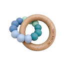 One.Chew.Three Duo Silicone and Beech Wood Teether - Ocean Ombre