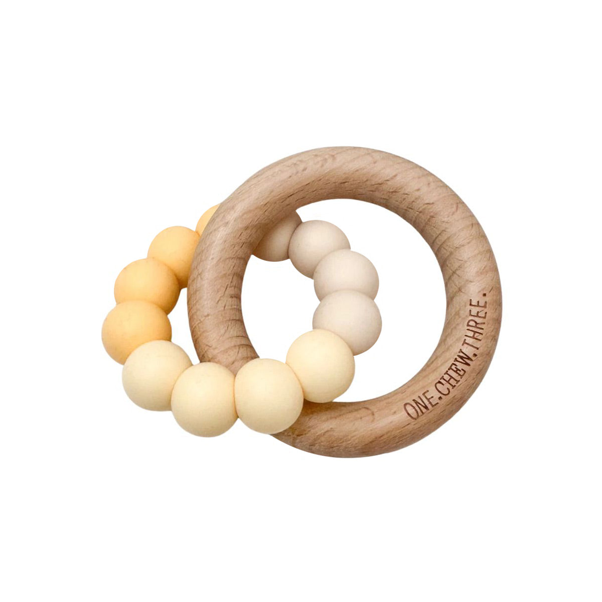 One.Chew.Three Ombre Silicone and Beech Wood Teether