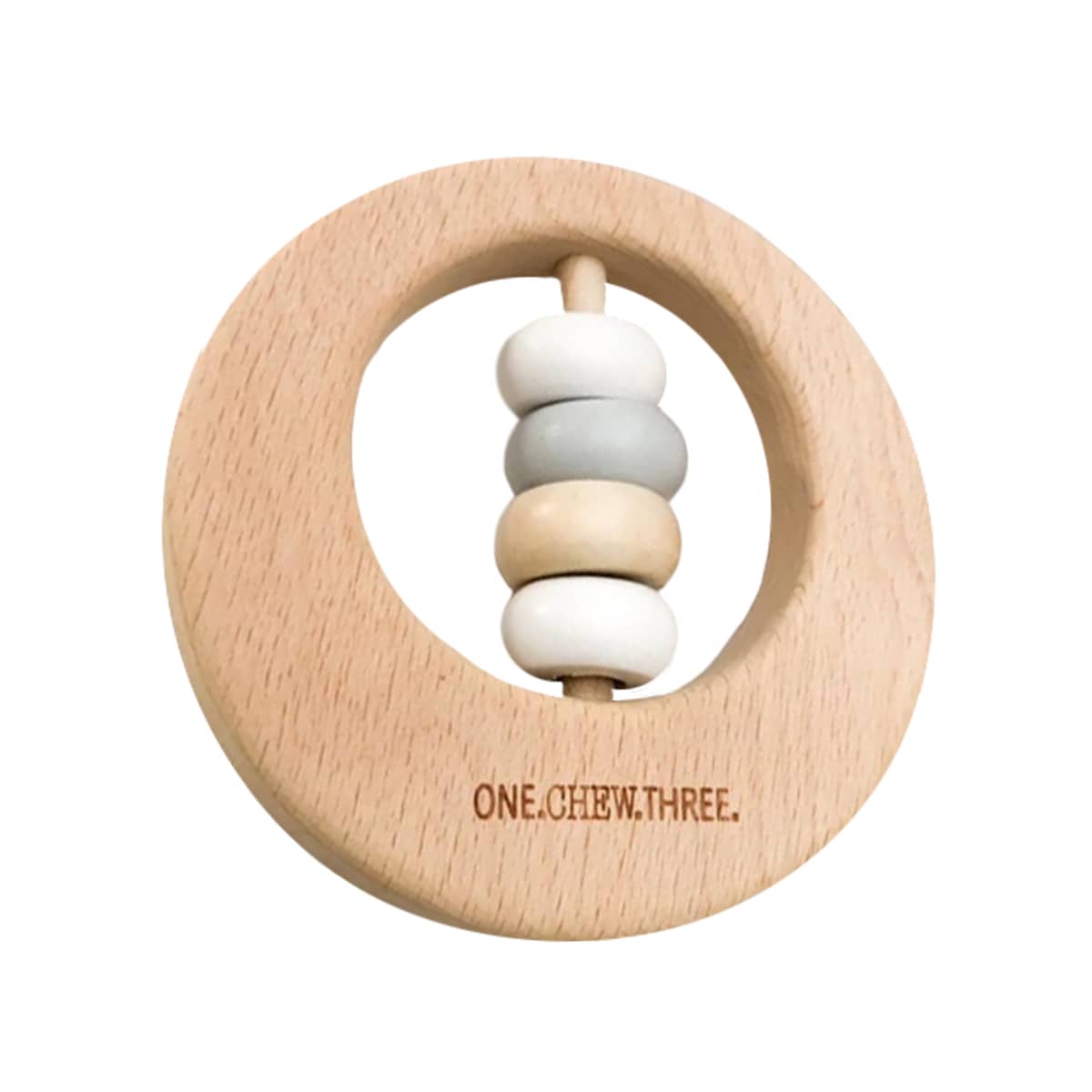 One.Chew.Three Premium Beech Wood Rattle Teether