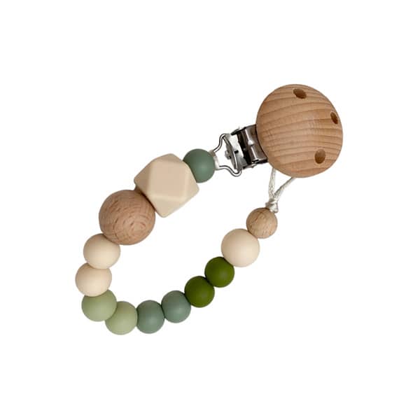One.Chew.Three Silicone Dummy Holder Clip - Ombre Olive
