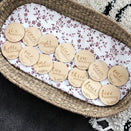 One.Chew.Three Wooden Milestone Plaques - Vintage Floral