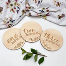 One.Chew.Three Wooden Milestone Plaques - Vintage Floral