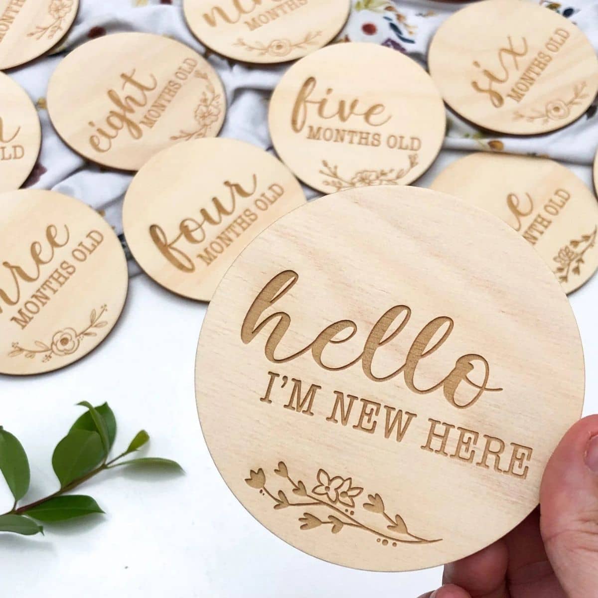 One.Chew.Three Wooden Milestone Plaques - Vintage Floral