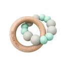 One.Chew.Three Duo Silicone and Beech Wood Teether - Minty Grey