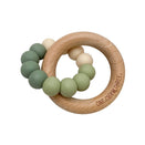 One.Chew.Three Duo Silicone and Beech Wood Teether - Olive Ombre
