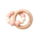 One.Chew.Three Duo Silicone and Beech Wood Teether - Peaches and Cream