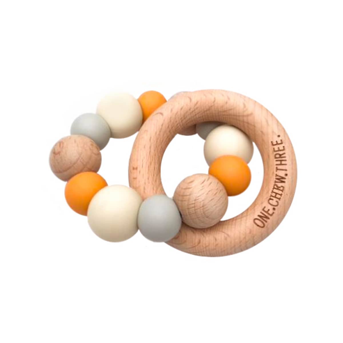 One.Chew.Three Naturals Silicone and Beech Wood Teether - Amber