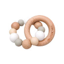 One.Chew.Three Naturals Silicone and Beech Wood Teether - White