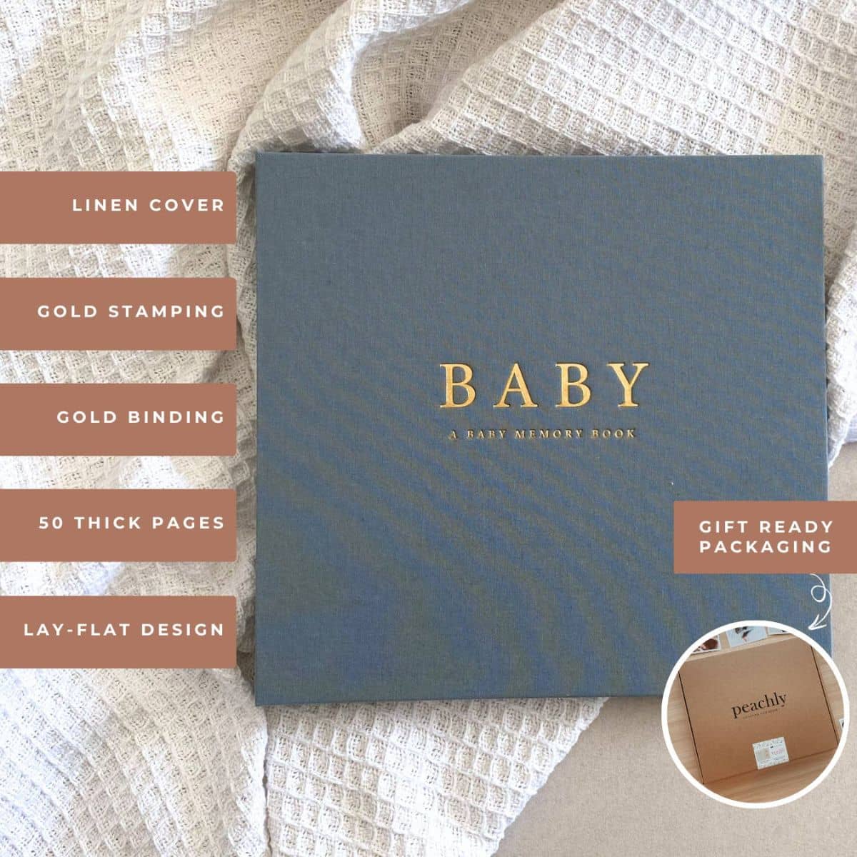 Peachly Baby Memory Book - Finn Blue
