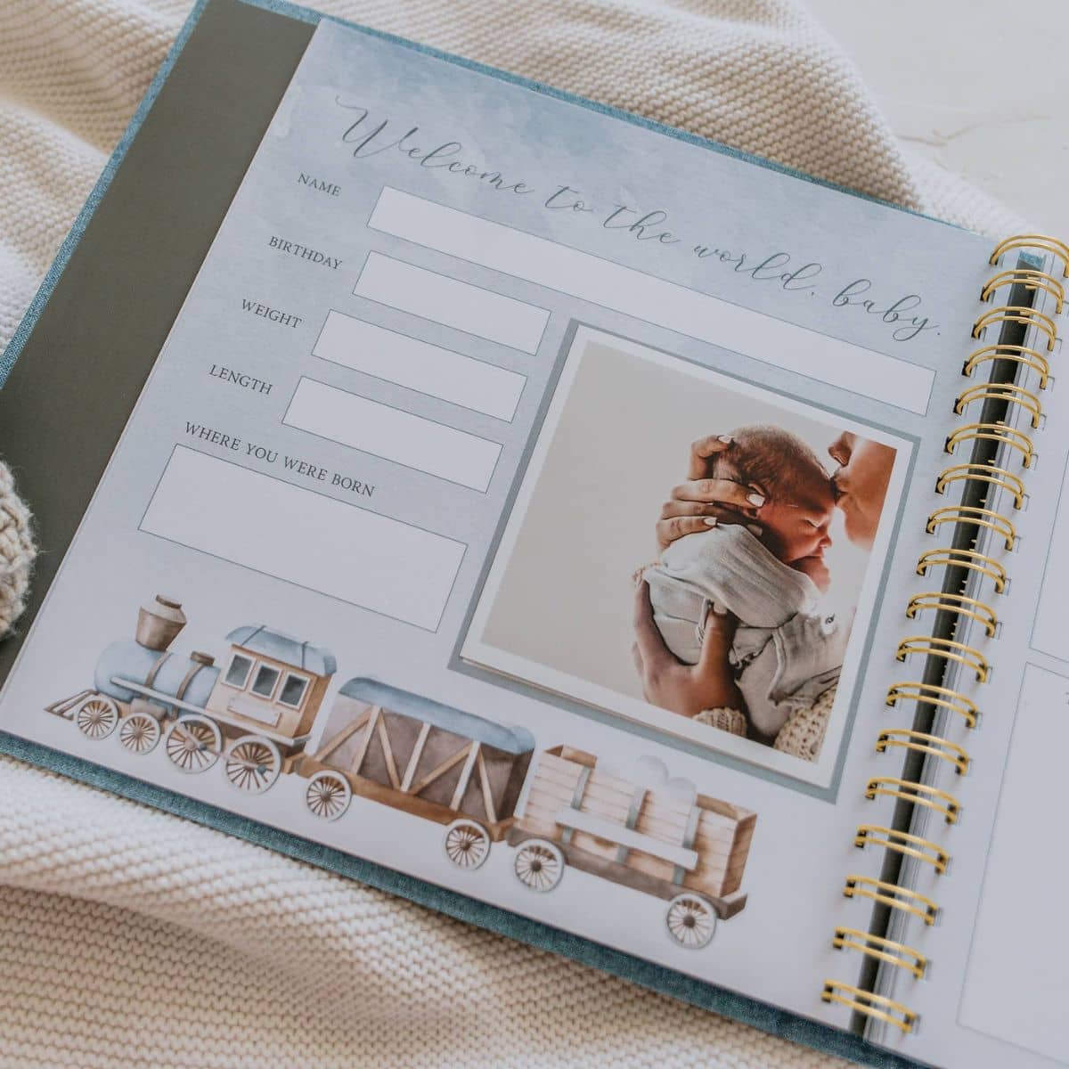 Peachly Baby Memory Book - Finn Blue