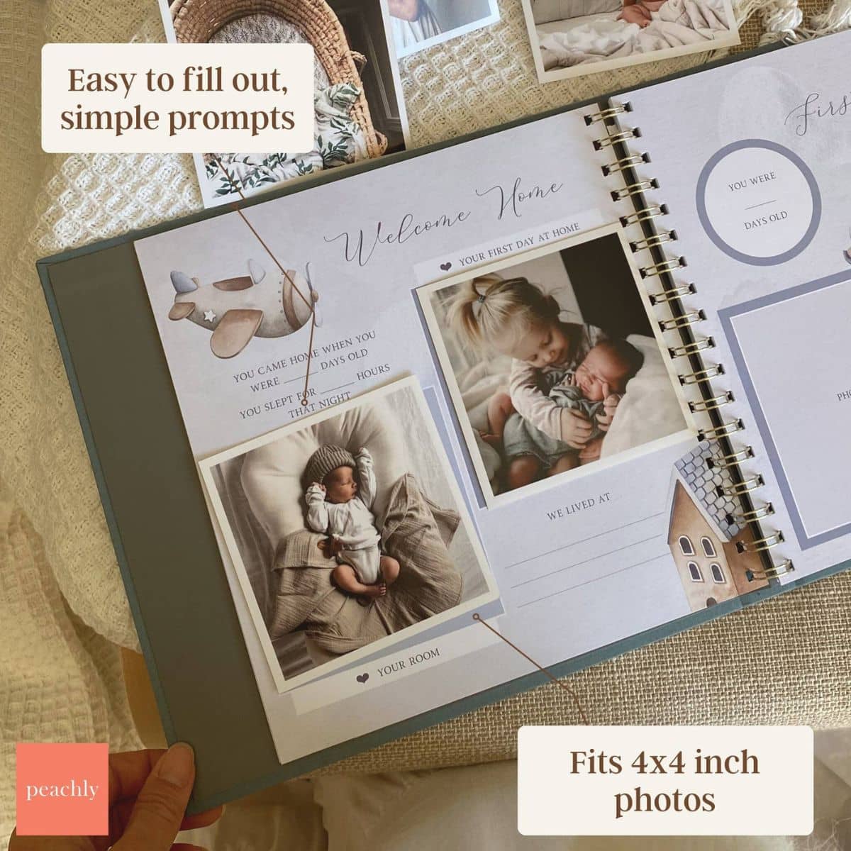Peachly Baby Memory Book - Finn Blue