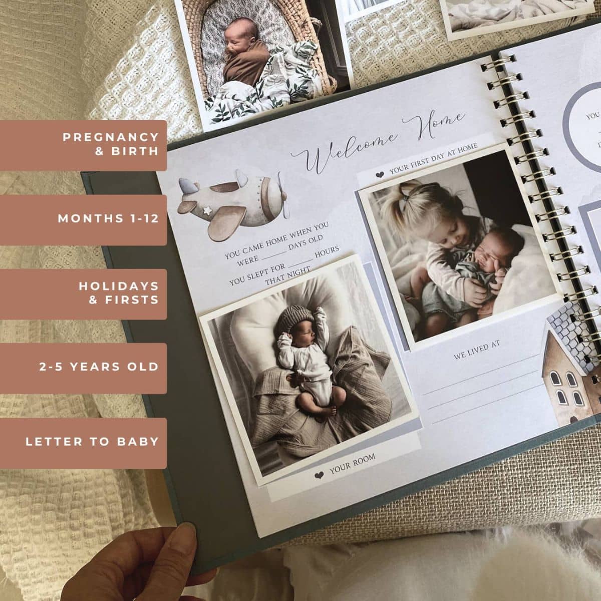 Peachly Baby Memory Book - Finn Blue