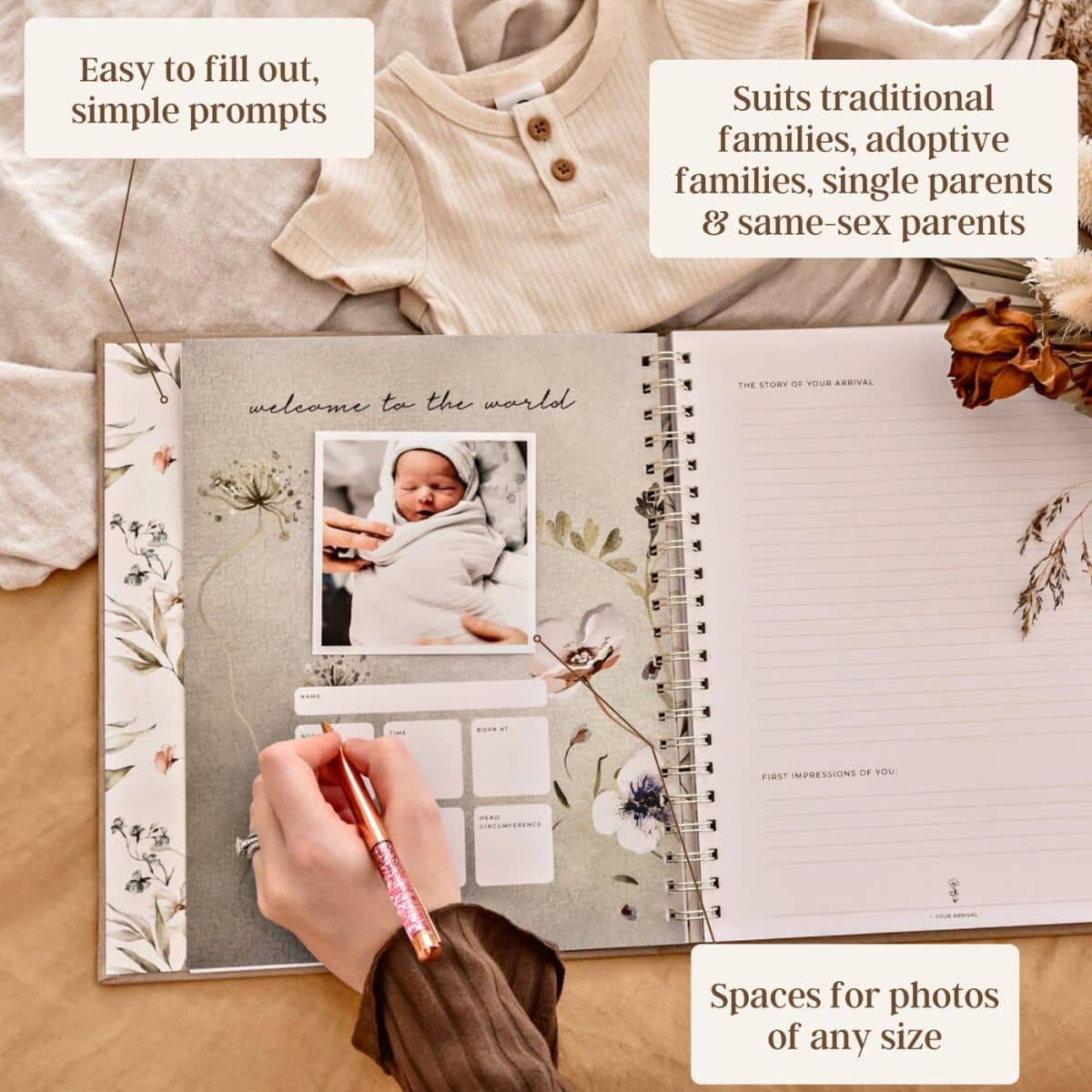 Peachly Baby Memory Book - Fleur