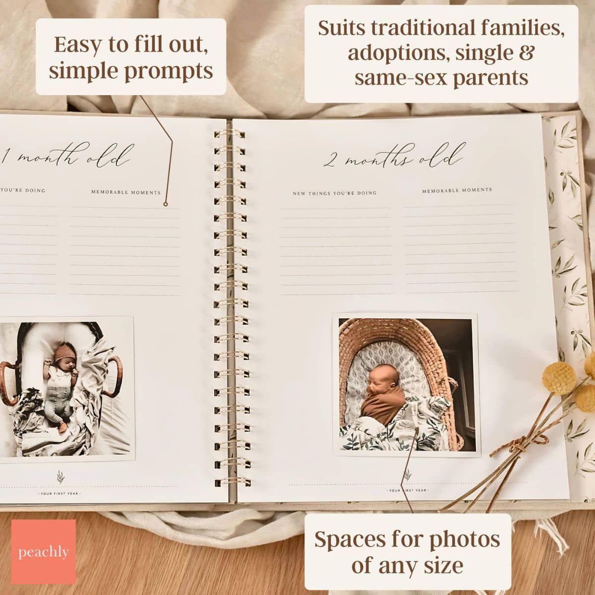 Peachly Baby Memory Book - Olive
