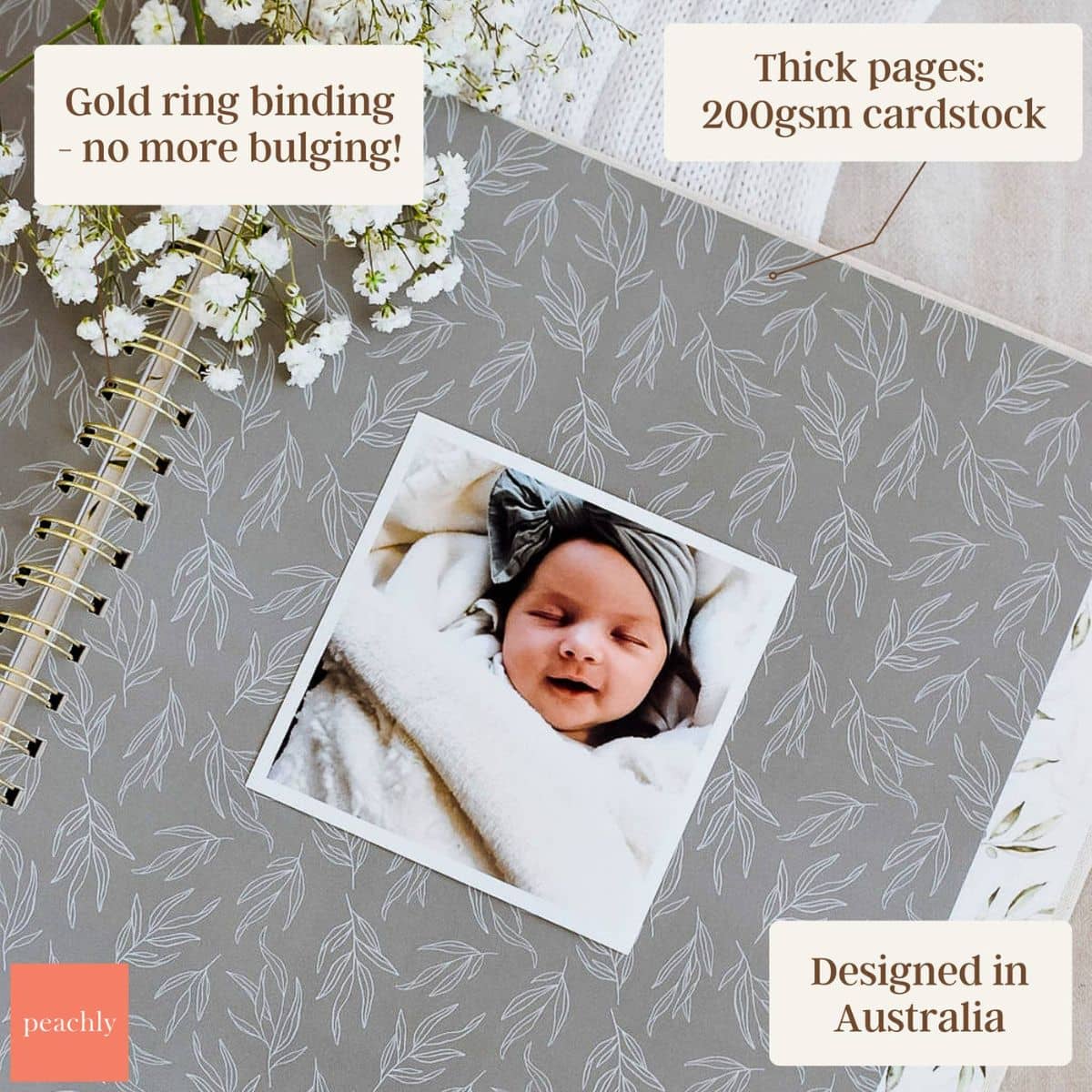 Peachly Baby Memory Book - Olive