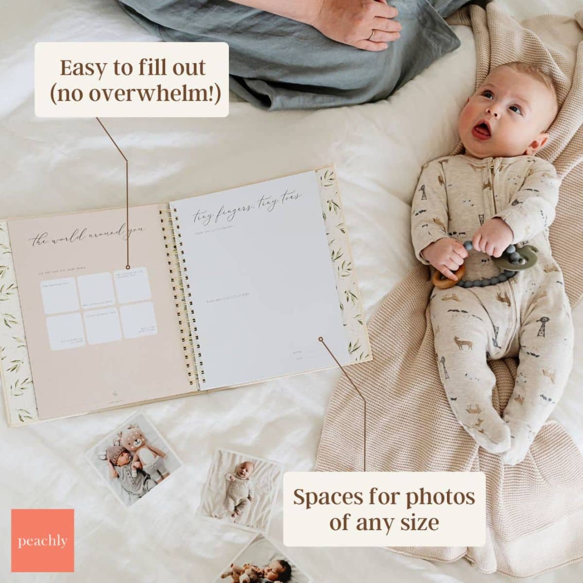 Peachly Baby Memory Book - Olive