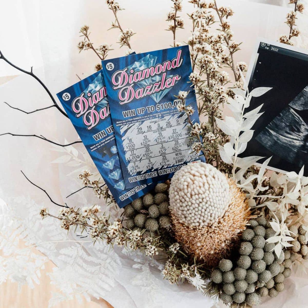Peachly Pregnancy Announcement Replica Scratchies