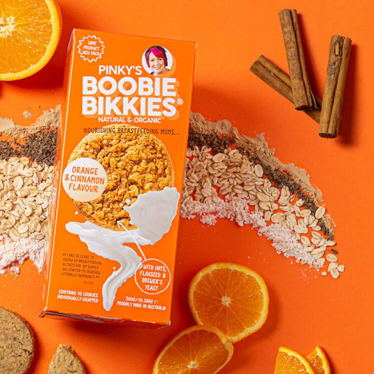 Pinky's Boobie Bikkies - Organic Oat, Orange and Cinnamon Flavour