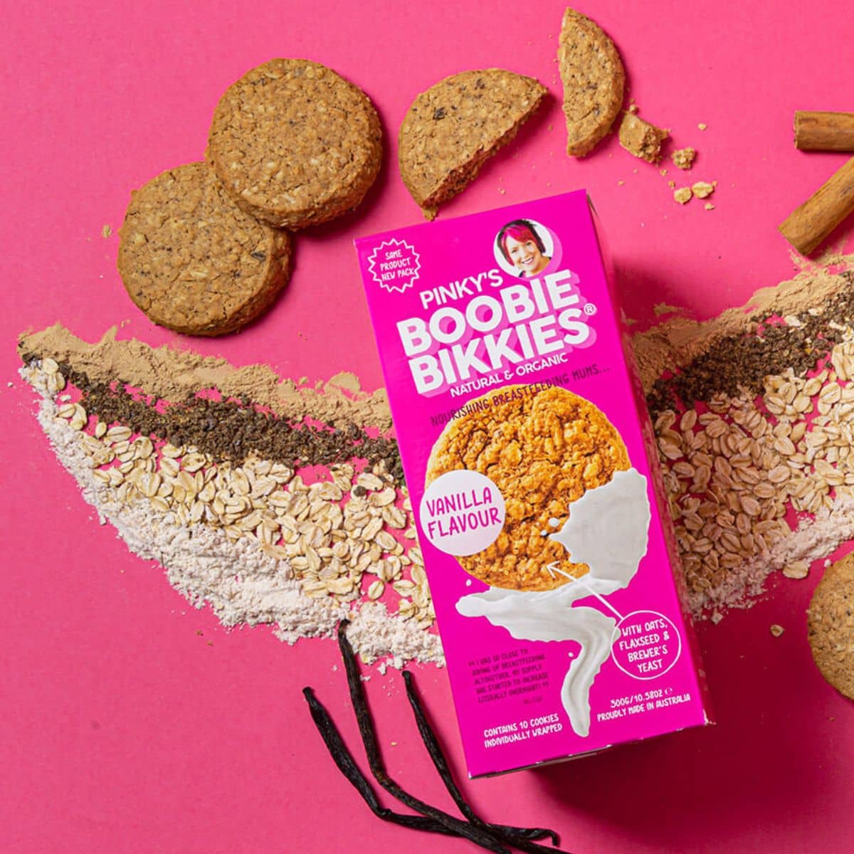 Pinky's Boobie Bikkies - Organic Oat and Vanilla Flavour