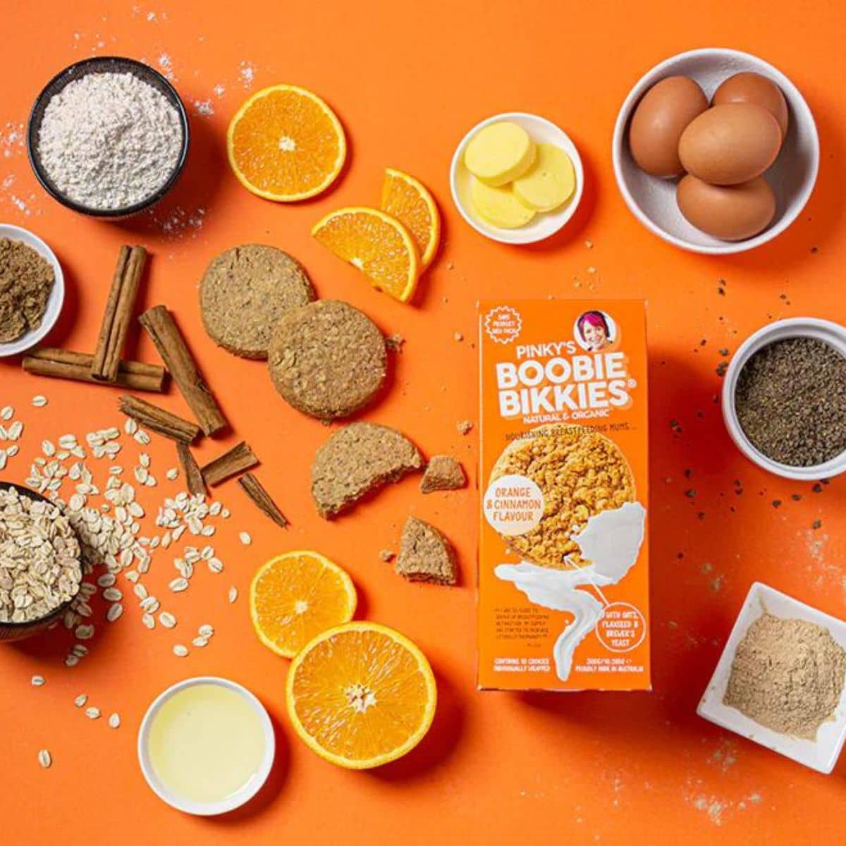 Pinky's Boobie Bikkies - Organic Oat, Orange and Cinnamon Flavour