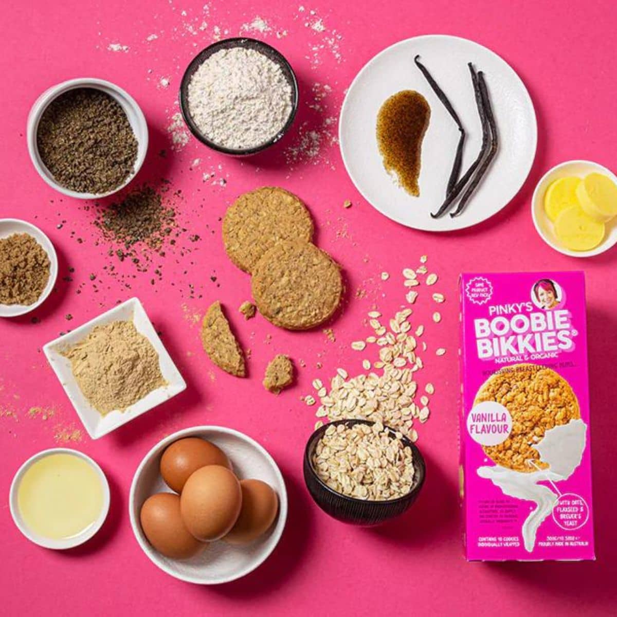 Pinky's Boobie Bikkies - Organic Oat and Vanilla Flavour