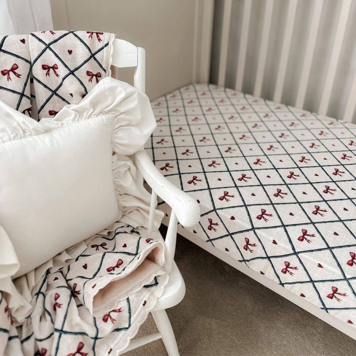Pop Ya Tot Fitted Cotton Muslin Cot Sheet - Bow Peep
