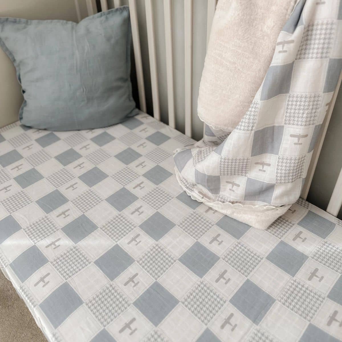 Pop Ya Tot Fitted Cotton Muslin Cot Sheet - Wright Flyer