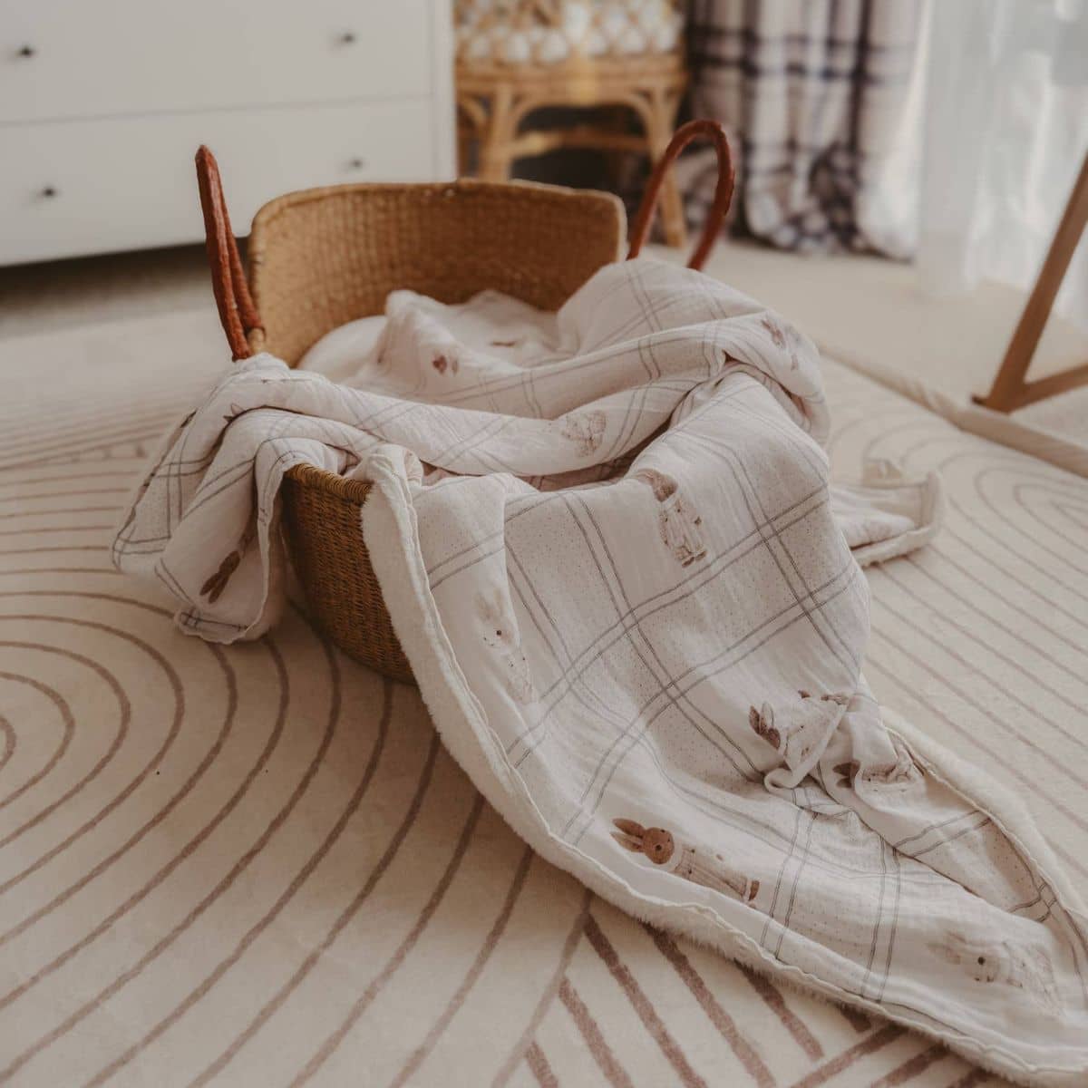 Pop Ya Tot Fur Lined Cot Blanket - Little Cottontail