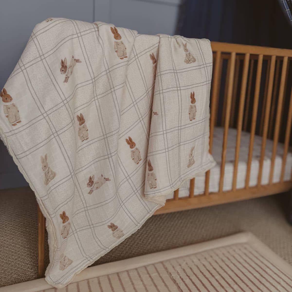 Pop Ya Tot Fur Lined Cot Blanket - Little Cottontail