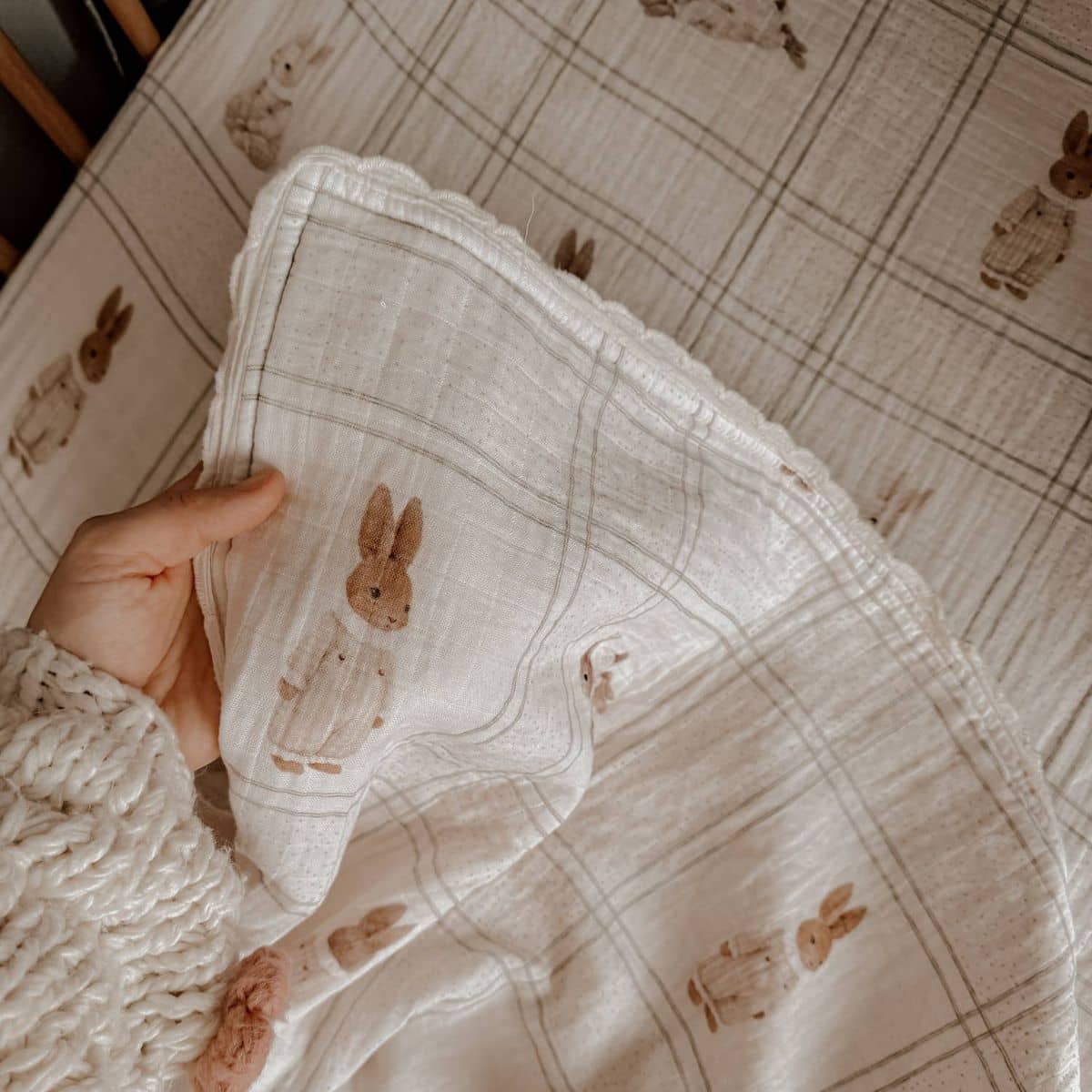 Pop Ya Tot Fur Lined Cot Blanket - Little Cottontail