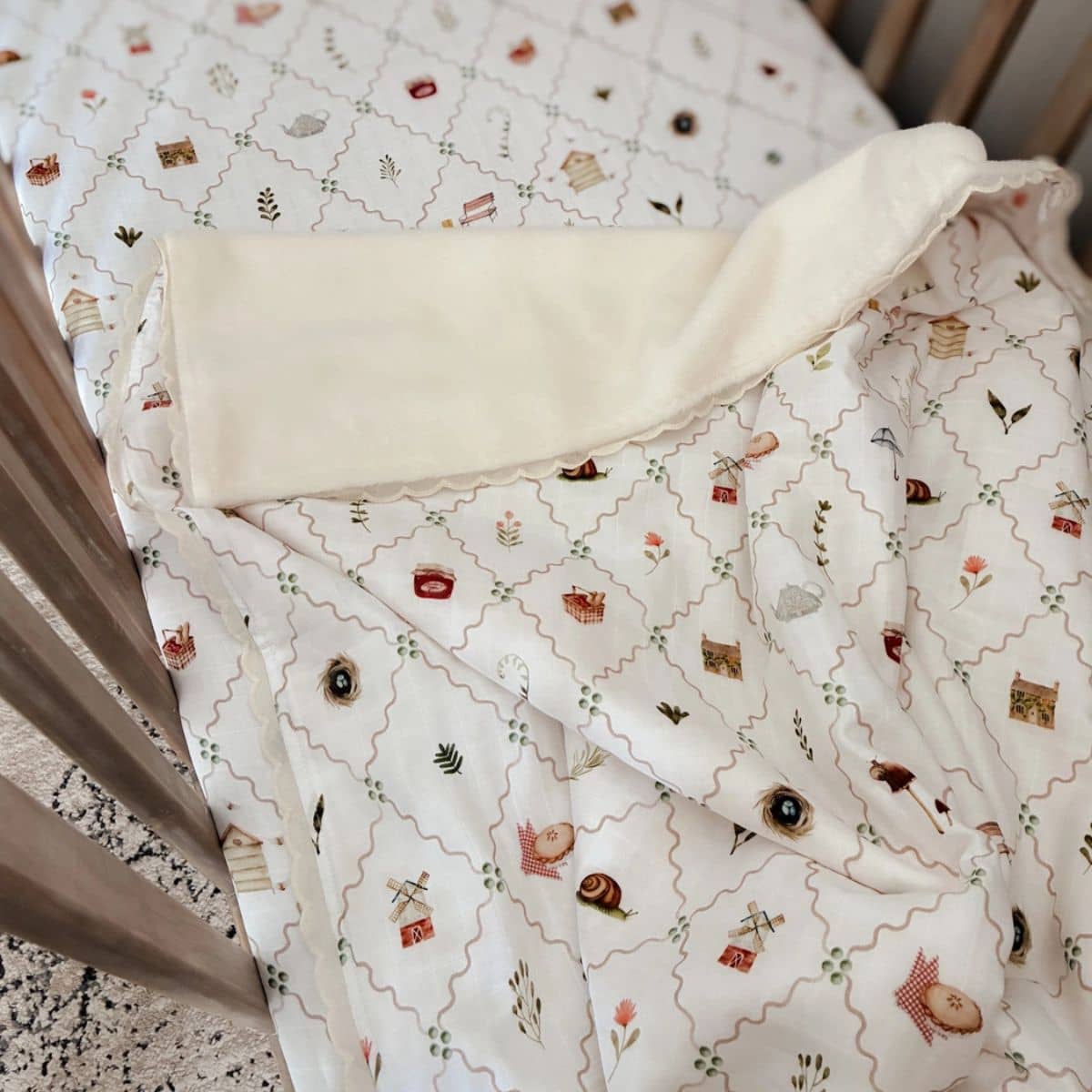 Pop Ya Tot Fur Lined Cot Blanket - Cottage Picnic