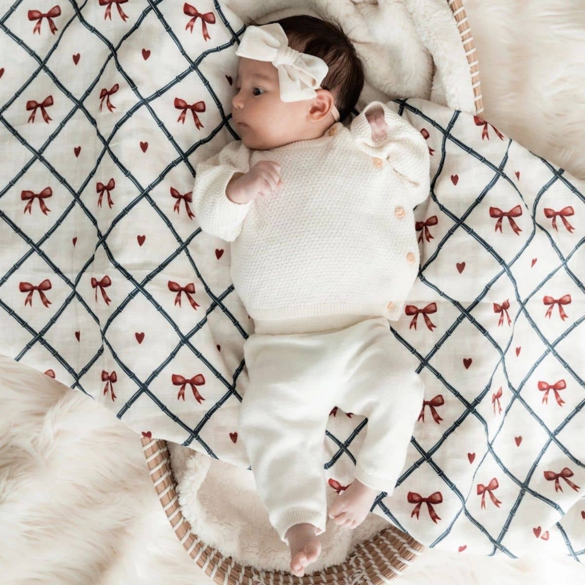 Pop Ya Tot Organic Cotton Swaddle Wrap - Bow Peep