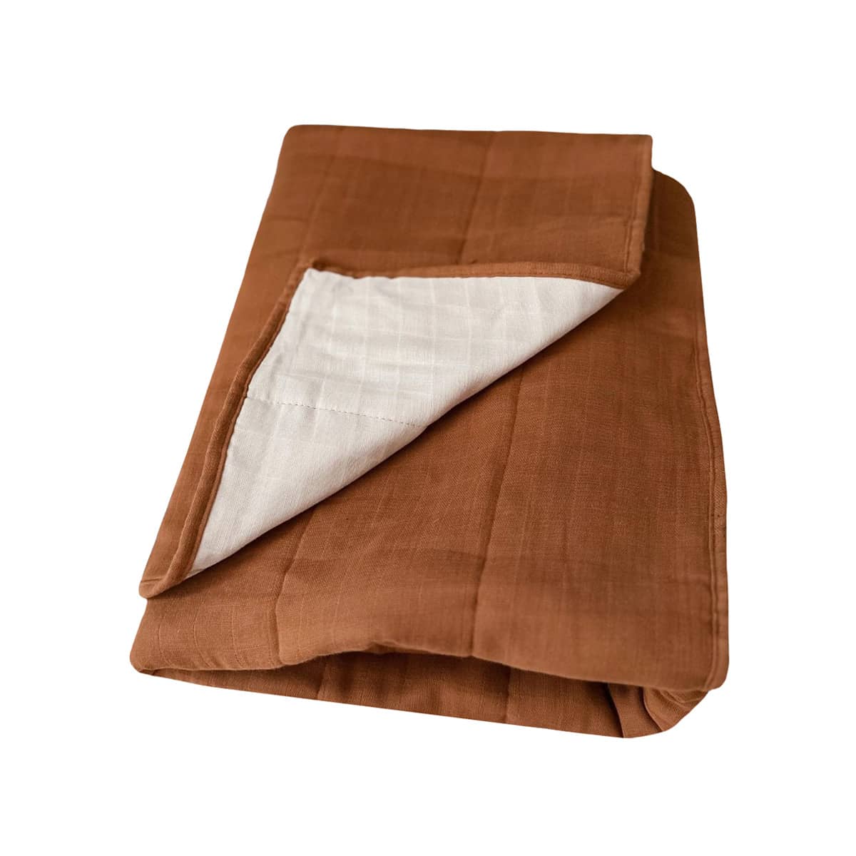 Pop Ya Tot Reversible Cot Quilt - Rust and Sand