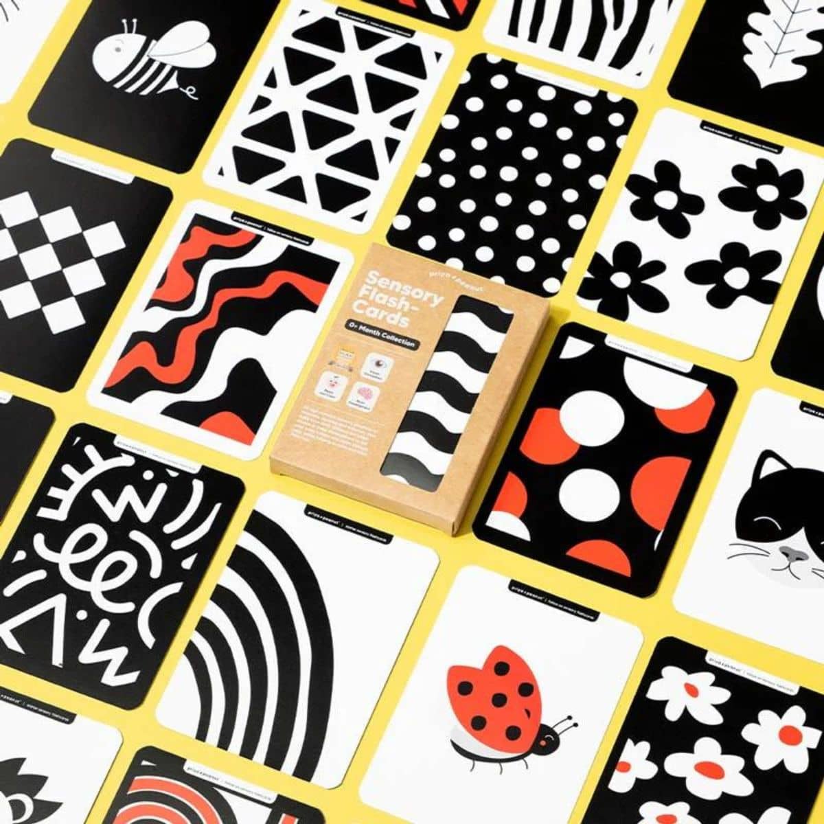 Priya & Peanut Baby High Contrast Sensory Flash Cards - Black + White