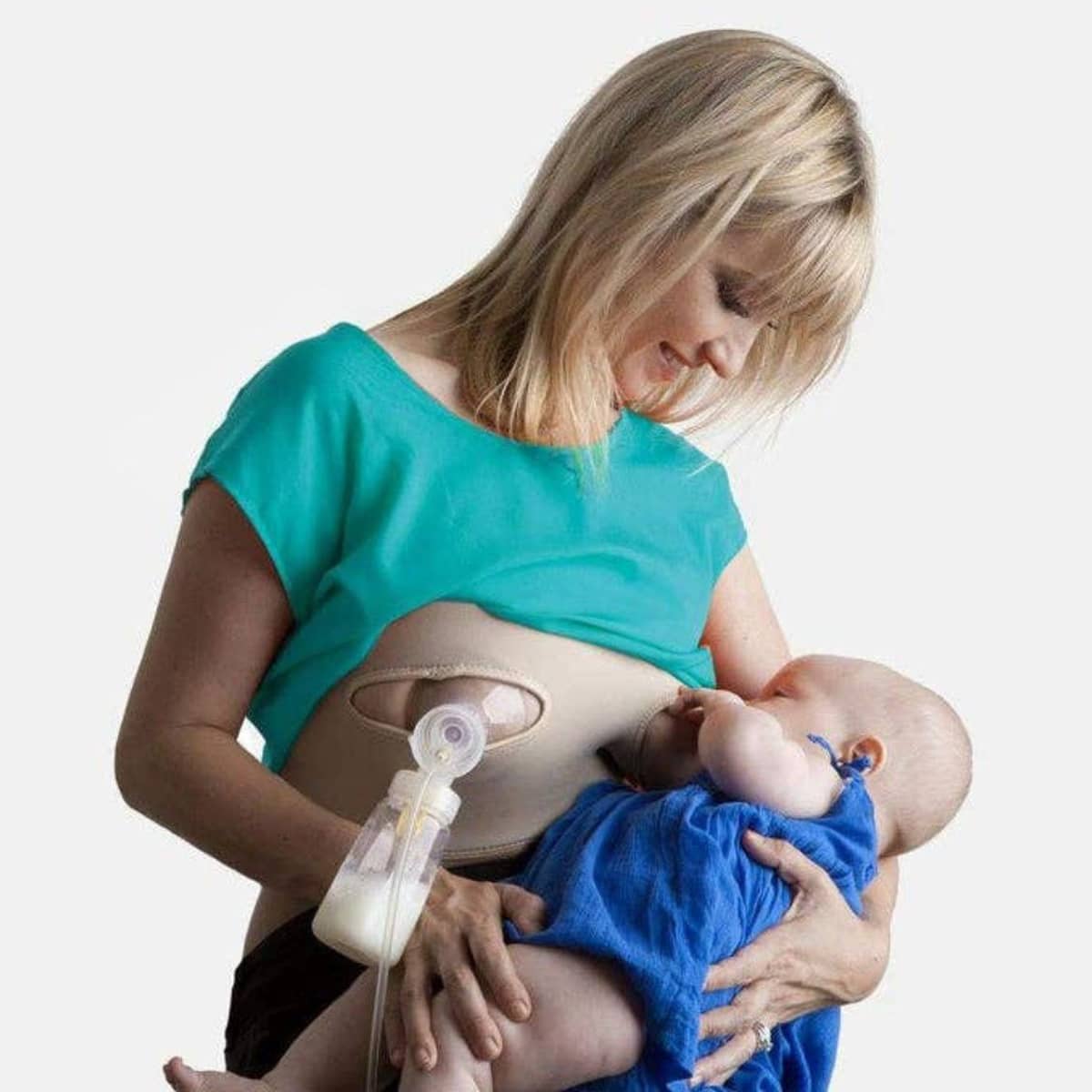 Pump Strap Hands Free Pumping and Nursing Bra - Cream Plus