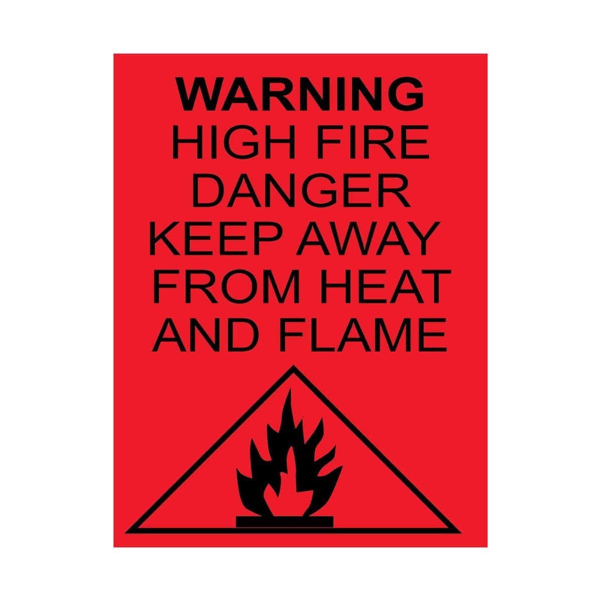 WARNING: HIGH FIRE DANGER KEEP AWAY FROM HEAT AND FLAME